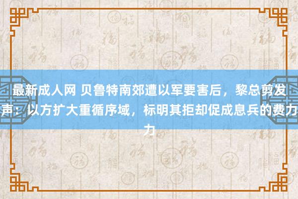 最新成人网 贝鲁特南郊遭以军要害后，黎总剪发声：以方扩大重循序域，标明其拒却促成息兵的费力