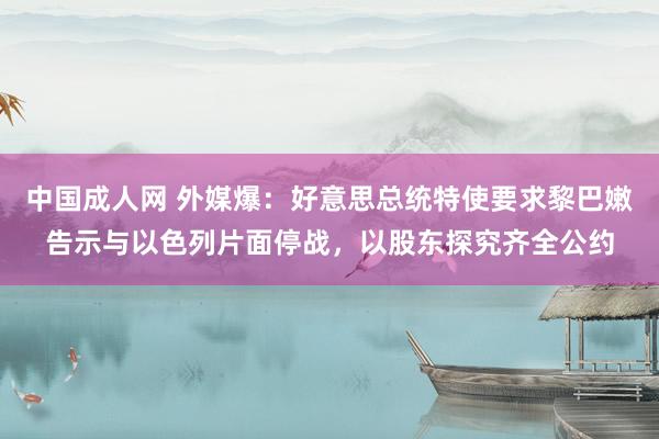 中国成人网 外媒爆：好意思总统特使要求黎巴嫩告示与以色列片面停战，以股东探究齐全公约