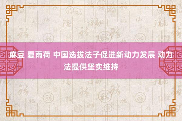 麻豆 夏雨荷 中国选拔法子促进新动力发展 动力法提供坚实维持