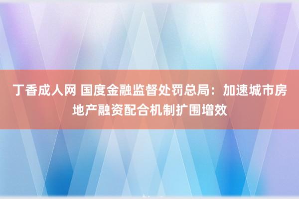 丁香成人网 国度金融监督处罚总局：加速城市房地产融资配合机制扩围增效