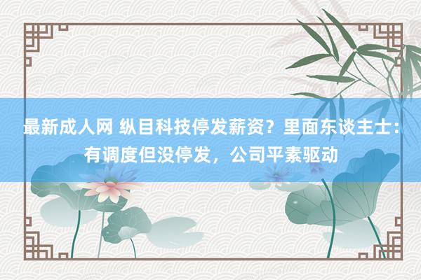 最新成人网 纵目科技停发薪资？里面东谈主士：有调度但没停发，公司平素驱动