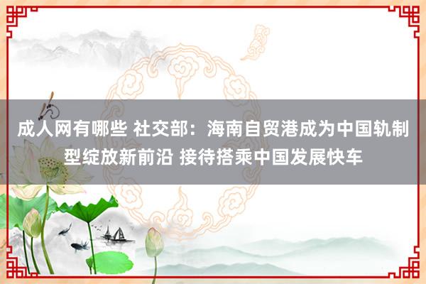 成人网有哪些 社交部：海南自贸港成为中国轨制型绽放新前沿 接待搭乘中国发展快车