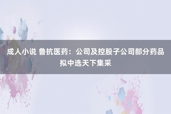 成人小说 鲁抗医药：公司及控股子公司部分药品拟中选天下集采