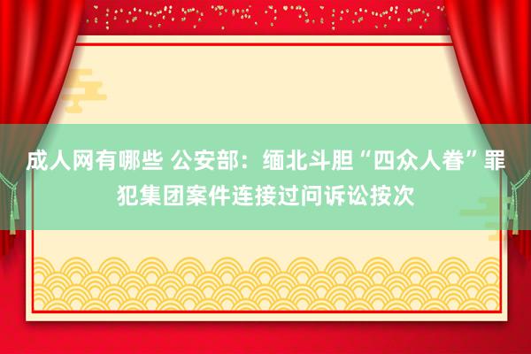 成人网有哪些 公安部：缅北斗胆“四众人眷”罪犯集团案件连接过问诉讼按次